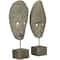 Gray Polystone Handmade Carved Mask Sculpture Set